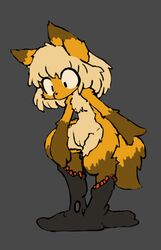 anthro canine clothing female fox living_suit mammal pussy rubber rubber_suit simple_background solo sorrynothing standing tentacle tiny_fox_(sorrynothing) trapped