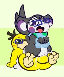 1boy 1girls 2017 3_fingers 3_toes alternate_color animal_genitalia animal_penis arms_tied avian balls balls_deep beak big_ass big_ears black_hair blue_eyes blush bondage clitoris cum cum_inside dated emolga eyewear feet female feral feral_only flying_squirrel frozen furry glasses green_background grey_fur half-closed_eyes handcuffs ice interspecies male nintendo nude on_back open_mouth original_character paws penis pokémon_(species) pokemon pokemon_(species) pokemon_bw pokemon_rgby psyduck purple_eyes purple_fur pussy rodent scarf sex short_hair soles straight tail testicles text tongue tongue_out video_games watermark white_fur wide_hips wings