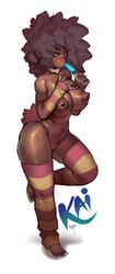 afro animal_humanoid anthro arm_warmers armwear big_areola big_breasts big_nipples breasts brown_eyes brown_skin caprine clothing collar dark-skinned_female dark_skin dessert facial_piercing female food furry furry_only huge_breasts humanoid ice_cream kaia_(sheepuppy) large_breasts legwear mammal mostly_nude nipple_piercing nipples nose_piercing nose_ring original_character partially_clothed piercing pussy sheep sheep_girl sheepuppy simple_background sleeves solo stockings thigh_highs thighhighs