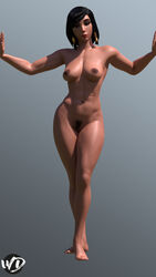 3d abs areolae blender breasts dark-skinned_female dark_skin female female_only muscles muscular muscular_female nipples nude overwatch pharah pubic_hair solo wunder