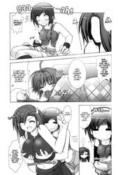 comic final_fantasy final_fantasy_vii futa_with_female futanari intersex monochrome shelke straight_hair tifa_lockhart yuffie_kisaragi