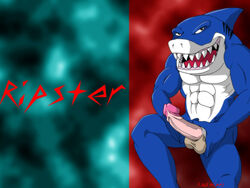 abs anthro ass character_name color fabfelipe front_view male male_only muscles nude penis ripster shark smile solo street_sharks tagme testicles