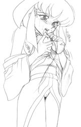 1girls ayeka_masaki_jurai blush breasts detached_sleeves female large_breasts long_hair monochrome shimazaki_yoshio solo solo_female tears tenchi_muyo!