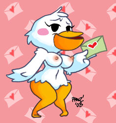 2008 animal_crossing avian female nintendo nude pelly_(animal_crossing) praiz straight_hair tagme white_feathers