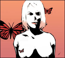 artistic_nude butterfly female konami large_breasts maria_(silent_hill) monarch_butterfly nude short_hair silent_hill silent_hill_2 skull solo solo_female tasteful_nudity