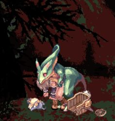 alchemist animated green_ferus monster on_model pixel_art ragnarok_online rider/mount_relations sprite