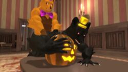 3d 3d_animation anal anal_sex animated anthro backsack balls butt cum cum_in_ass cum_inside erection fredbear_(fnaf) from_behind from_behind_position gay humanoid_genitalia humanoid_penis male/male moan muscular muscular_anthro nightmare_(fnaf) nightmare_fredbear_(fnaf) penis sky_chaser sound tagme text video yaoi