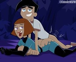 1boy 1girls absurdres ass black_gloves black_hair black_thighhighs blue_eyes bodysuit breasts brown_hair canoartnsfw cheating_wife danny_fenton danny_phantom elbow_gloves female gloves highres incest large_breasts madeline_fenton male mature_female mother_and_son nickelodeon nipples prone_bone purple_eyes red_lipstick sex short_hair straight thighhighs thighs torn_bodysuit torn_clothes