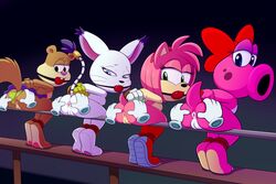 2018 4girls ambiguous_gender amy_rose anthro anus arms_behind_back ass ass_focus ass_grab ball_gag birdo blue_eyes bondage bound breasts buckteeth clothing crossover digimon disembodied_hand feet female female/ambiguous femsub gag gatomon gloves green_eyes hair_ribbon hairbow half-closed_eyes hedgehog imminent_rape lonbluewolf mammal mario_(series) multiple_females multiple_girls multiple_subs nickelodeon nintendo nipples nude panties panties_aside presenting presenting_hindquarters pussy ribbons rodent sandy_cheeks sega smooth_skin sonic_(series) spongebob_squarepants spread_anus squirrel take_your_pick teeth underwear underwear_aside video_games