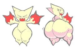 ambiguous_gender ass_bigger_than_head back_view berryofmalice big_ass big_butt blood_on_hand femtanyl shortstack thick_thighs token_(femtanyl) white_fur white_skin