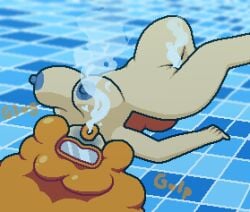 1girls anthro asphyxiation big_breasts big_lips_no_eyes blue_blush blue_nipples blurp blurp_girl_(okami_tomato) blush blushing breasts cum cum_in_mouth cum_in_pussy cum_inside drown drowned drowning female fish ginger ginger_female ginger_hair glug goggles gulp gulping gulping_sounds heart leaking_cum mario_(series) nipples nude nude_female obscured_eyes onomatopoeia orange_hair orange_lips orange_lipstick peril pussy solo swimming_goggles swimming_pool tail underwater water zxtomatofan