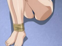 00s 2005 2girls animated anime_screenshot arms_behind_back ass bare_shoulders barefoot bible_black bible_black_only bondage bound breasts brown_eyes brown_hair changing_room collarbone female gag gagged glasses improvised_gag knees_up large_breasts lying multiple_girls nonogusa_miyuki on_floor one-piece_swimsuit school school_swimsuit short_hair swimsuit tagme tape tape_gag