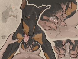 2025 after_orgasm all_fours anatomically_correct anatomically_correct_genitalia balls black_body black_fur bodily_fluids breast_play breasts breath brown_body brown_fur canid canine canis close-up cropped_ears cum cum_between_breasts cum_drip cum_on_body cum_on_self cum_string cumshot cumshot_on_chest digital_media_(artwork) directional_arrow dobermann domestic_dog dominant dominant_female dominant_feral dripping duo ejaculation erection fangs female feral first_person_view foreskin from_front_position fur fur_markings genital_fluids genitals grinding hand_on_shoulder heart_symbol hi_res hotdogmeat human human_on_feral humanoid_genitalia humanoid_penis interspecies kissing leaking_cum leaking_precum looking_at_viewer lying male male/female mammal markings missionary_position multi_nipple narrowed_eyes naughty_face navel nipple_fetish nipple_play nipple_pull nipples nude on_back open_mouth orange_eyes partially_retracted_foreskin penis pinscher precum precum_drip precum_string realistic_feral receiving_pov retracted_foreskin saliva saliva_drip saliva_on_tongue saliva_string sex shaking simple_background smile spreading submissive submissive_human submissive_male teeth text titjob tongue tongue_out toony translucent trembling uncircumcised zoophilia