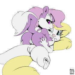 2018 2girls animaniacs anthro ass breast_grab breasts butt_grab cute female female_only fifi_la_fume fluffy fluffy_tail fur furry furry_only hair hand_on_breast hand_on_butt mammal minerva_mink purple_fur purple_hair pussy skunk tail thick_thighs tiny_toon_adventures warner_brothers xylas