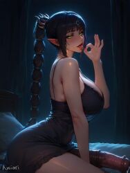 1futa :p absurdres ai_generated amiiari armpit_crease ass backlighting baldur's_gate_3 bangs bare_arms bare_shoulders bed bed_sheet bedroom between_legs big_breasts big_penis black_dress black_hair blunt_bangs blush bottomless braid braided_ponytail breasts brown_hair bulge camisole chemise choker circlet cleavage covered_nipples cowboy_shot crown curtains curvy dark detailed dildo dress dripping dripping_penis dripping_precum elf erection erection_under_clothes eyebrows_visible_through_hair eyelashes eyeliner eyes_half_open eyeshadow fellatio_gesture frills from_side futanari green_eyes hair_ornament hair_tie half-closed_eyes hand_between_legs hand_up headpiece high_ponytail holding horse_penis horsecock horsecock_futa hotel hotel_room huge_breasts huge_cock imminent_fellatio imminent_oral indoors jewelry kneeling large_breasts large_penis leaning_forward licking light_particles lingerie lips lipstick long_hair long_penis looking_at_viewer looking_to_the_side low-tied_long_hair mabinogi makeup mascara massive_penis moonlight multi-tied_hair nail_polish naughty_face negligee night night_sky nightgown ok_sign on_bed open_mouth parted_lips penis penis_to_the_knees pent_up pillow pointy_ears ponytail precum precum_drip precum_string saliva saliva_trail see-through seiza sexually_suggestive shadowheart shadowheart_(baldur's_gate) shiny_hair shiny_skin short_dress sideboob sidelocks single_braid sitting sitting_on_bed skindentation sky sleeveless sleeveless_dress smile solo spaghetti_strap sticking_out_tongue strap_gap sweatdrop testicles thick_thighs thighs throbbing_penis tiara tongue tongue_out tsurime underwear veins very_long_hair viewer_pov voluptuous window