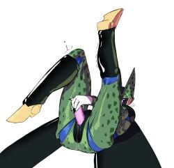 alien cell_(dragon_ball) cuntboy dildo_in_pussy dragon_ball dragon_ball_z humanoid intersex masturbation perfect_cell pussy pussy_juice solo