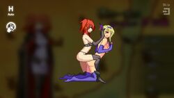 2d against_wall animated blonde_hair cg_game cum defeat female futa_on_female futa_with_female futanari game intersex kneeling liz's_h_project millarca pixel_art red_hair sound vampire video