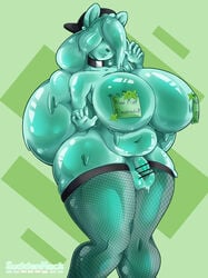 1futa animal_humanoid balls big_breasts breasts canid canid_humanoid canine canine_humanoid choker clothing fishnet fishnet_legwear fox_humanoid furry futa_only futanari genitals goo_creature goo_hair goo_humanoid green_body hair_over_eyes hat headgear headwear hi_res huge_breasts intersex jewelry legwear mammal mammal_humanoid necklace nude pasties penis pseudo_hair simple_background slime solo standing suddenhack thighhighs