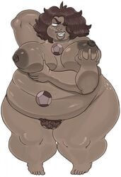 bbw belly breasts breasts_grab breasts_squeeze bush cartoon_network chubby dark_skin desbjust female gem_fusion hairy_pussy pubes smoky_quartz_(steven_universe) steven_universe thick thick_belly