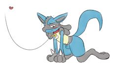 1boy 3_fingers 3_toes all_fours animal_genitalia ass big_ears big_feet black_fur blue_fur blush collar embarrassed feet fully_sheathed furry graedius half-closed_eyes heart leash looking_down lucario male male_only nintendo no_nipples nude paws pet_play petplay pokemon pokemon_(species) pokemon_dppt red_eyes roleplay sheath simple_background solo spikes sweat tail text thick_thighs thin_waist video_games white_background