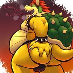 anthro anus ass belly big_belly bowser bulge jockstrap male male_only mario_(series) musclegut nintendo scalie sweat sweaty tanio