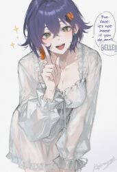 1girls ai_generated belle_(zenless_zone_zero) english_text female female_only humor implied_anal implied_incest index_finger_raised kizirugai looking_at_viewer meme nightgown pointing sexually_suggestive solo sparkling_eyes speech_bubble talking_to_viewer tip zenless_zone_zero