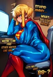 2d 2d_(artwork) 2d_artwork ai ai-created ai_art ai_assisted ai_generated blonde blonde-haired_female blonde_female blonde_hair blonde_hair_female clothed clothed_female clothing dc dc_comics english english_text fully_clothed ichislop kara_zor-el my_adventures_with_superman no_sex no_sex_(yet) supergirl supergirl_(my_adventures_with_superman) text