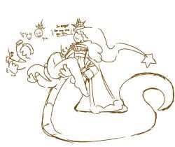 dozer_(grace) grace_(roblox) half-dressed hybrid king mime_(grace) roblox snake_tail stroking_penis two_penis uncolored_background