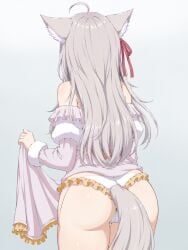 alisa_mikhailovna_kujou back_view bikini cute_face large_breasts large_hips looking_down pink_bikini roshidere shy tokidoki_bosotto_russian_de_dereru_tonari_no_alya-san white_hair