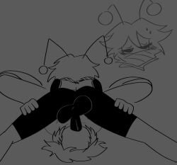 ass_view back_view deltarune_freedom_edition latex_suit pounding razor_xo shy throat_fuck thrusting_into_mouth whimpering
