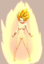 1girls areolae aura black_hair breasts caulifla colored dragon_ball dragon_ball_super female female_focus female_only kittypuddin large_breasts looking_at_viewer nipples nude nude_female pussy saiyan sillygirl simple_background sinner solo super_saiyan super_saiyan_2