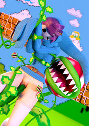 1girls 3d 3d_(artwork) 4k blender bondage clothing effectsmaster231 female female_focus kneehighs lakitu long_sleeves looking_at_viewer mario_(series) mask nintendo outdoors piranha_plant purple_hair pussy shy_gal super_mario_bros. super_mario_bros._(nes) very_long_sleeves vines watching