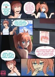 bedroom blue_eyes brother_complex comic computer english_text fanart jack_knight_(n647) neet orange_hair rose_drake_(n647) small_woman