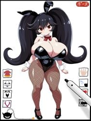 ashley_(warioware) big_breasts black_hair breasts bunny_ears bunny_girl bunnysuit cleavage female female_only huge_breasts looking_at_viewer nintendo red_eyes shortstack slim_waist suzumori_kuroku thick_thighs voluptuous voluptuous_female warioware wide_hips