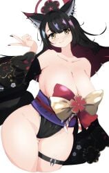 black_nails blue_archive blush bunny_girl closed_mouth curvy huge_breasts huge_thighs looking_at_viewer smile thick_thighs thigh_gap v voluptuous wakamo_(blue_archive) wide_hips