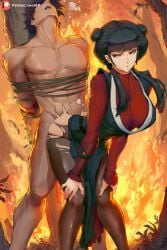 1boy 1girl 1girls ai_generated ambiguous_penetration avatar_the_last_airbender black_hair dominant dominant_female female femdom fire forest hands_on_knees lucakp mai_(avatar) male moaning naked naked_male pantyhose patreon patreon_link patreon_logo patreon_reward patreon_url patreon_username restrained sex smirk smirking standing_doggy_style tagme thrusting tied_up zuko