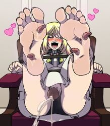 1boy ahegao ahegao_face blush blushing cum disembodied_tongue ejaculation feet feet_worship femboy foot_fetish foot_focus foot_worship hearts marriagetoxin mei_kinosaki mostlyfunstuff painted_toenails penis pov_feet trap trapped