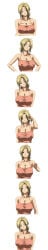 1boy 1girl 2011 ahoge blonde_hair blouse blue_eyes breasts cleavage couch cross cross_earrings earrings evening game_asset highres huge_breasts huge_cleavage jellyfish_(company) jewelry kamimura_akiko keisuke_(sisters) kouzaka_kouhei latin_cross natsu_no_saigo_no_hi nipples_visible_through_clothing pepperoni_nipples pov shirt sisters_~natsu_no_saigo_no_hi~ step-incest stepmother_and_stepson taki_minashika visual_novel visual_novel_cg