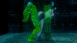 1boy 1girls 3d animated black_hair female_knight female_warrior from_behind knight knight_armor large_breasts monster_on_female monster_rape ozisan rape sex slime slime_boy slime_monster standing standing_doggy_style standing_sex stuck stuck_in_object tagme vaginal_penetration vaginal_sex video