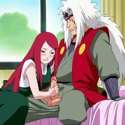 1boy 1girls age_difference ai_generated bed bedroom blanket blush breasts cheating cheating_wife close-up clothed_male_nude_female clothing couple day erection female handjob horny indoors infidelity jiraiya kimono looking_at_another looking_at_partner looking_pleasured male milf mother naruto_(series) naruto_shippuden netorare ntr older_male older_male_and_younger_female passionate penis penis_grab red_hair sitting tagme thefarai uncensored undressing upper_body url uzumaki_kushina very_long_hair white_hair younger_female