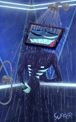 closed_eyes hazbin_hotel lip_bite male male_only masturbating masturbation shower shower_masturbation showering solo vox_(hazbin_hotel)