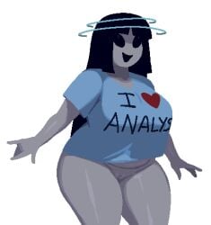1girls alien alien_girl bottomless cosmica_(royalmilk20) loose_clothes no_panties original_character royalmilk20 solo_female t-shirt tagme thick_thighs vexwarlock