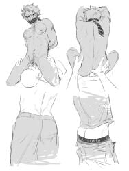 2boys absurdres anal_fingering arms_behind_back ass character_request clothes_pull completely_nude copyright_request cunnilingus cuntboy cuntboy_with_male faceless faceless_male fingering gag gagged glasses greyscale hand_on_another's_hip highres improvised_gag kneeling male_focus male_pubic_hair male_underwear monochrome multiple_boys navel_hair nipples nude oral pants pants_pull portuguese_text pubic_hair sex sex_from_behind shirt short_hair simple_background smokerichi topless_male translation_request underwear vaginal white_background