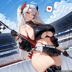 1girl ai_assisted ai_generated antenna_hair azur_lane bangs bare_shoulders black_gloves blush breasts brown_eyes curvaceous curvy curvy_female curvy_figure eyebrows_visible_through_hair female gloves heart highleg holding large_breasts long_hair long_sleeves looking_at_viewer miyuai mole mole_on_breast multicolored_hair navel parted_lips prinz_eugen_(azur_lane) shiny_skin silver_hair smile solo spoken_heart streaked_hair thick thick_ass thick_butt thick_hips thick_legs thick_thighs thighhighs thighs two_side_up underboob very_long_hair voluptuous voluptuous_female wide_hips wide_thighs
