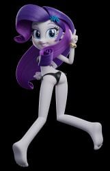 3d 3d_render ai_generated barefoot bikini bikini_bottom bikini_top black_bikini equestria_girls feet friendship_is_magic from_behind looking_at_viewer my_little_pony rarity_(eg)