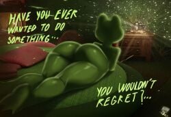 english_text frog laying_on_bed ribbit_(the_amazing_digital_circus) the_amazing_digital_circus