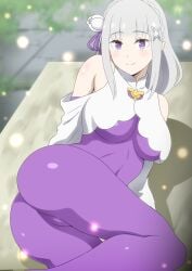 1boy 1girls cheating cuckold cum elf emilia_(re:zero) julius_juukulius navel netorare oninarasu penis re:zero_kara_hajimeru_isekai_seikatsu tight_fit tight_pussy tummy