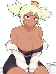 1girls ai_generated black_eyes brawl_stars breasts large_breasts looking_at_viewer mandy_(brawl_stars) nipple nipples solo