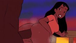 1boy 1girls anal anal_sex animated black_cock black_female black_male bottomless_female darkleon disney doggy_style fully_nude_male lilo_and_stitch nani_pelekai