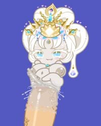 blush boobs cookie_run cookie_run_kingdom fluids hearts large_breasts large_clitoris mystic_flour_cookie penetration penis pussy simple_background size_difference smile tagme